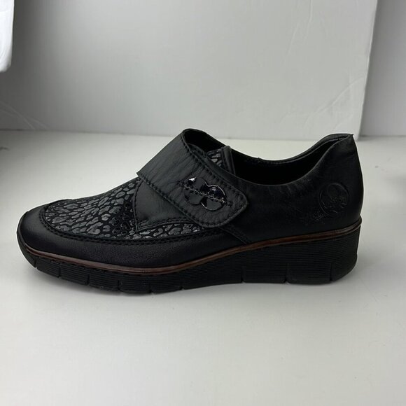 Rieker black slip on loafer shoe - Picture 7 of 14